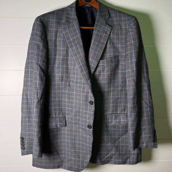 Brooks Brothers 1818 Madison 100% Wool Sport Coat Brown Plaid Blazer Men’s 44R - Picture 1 of 10